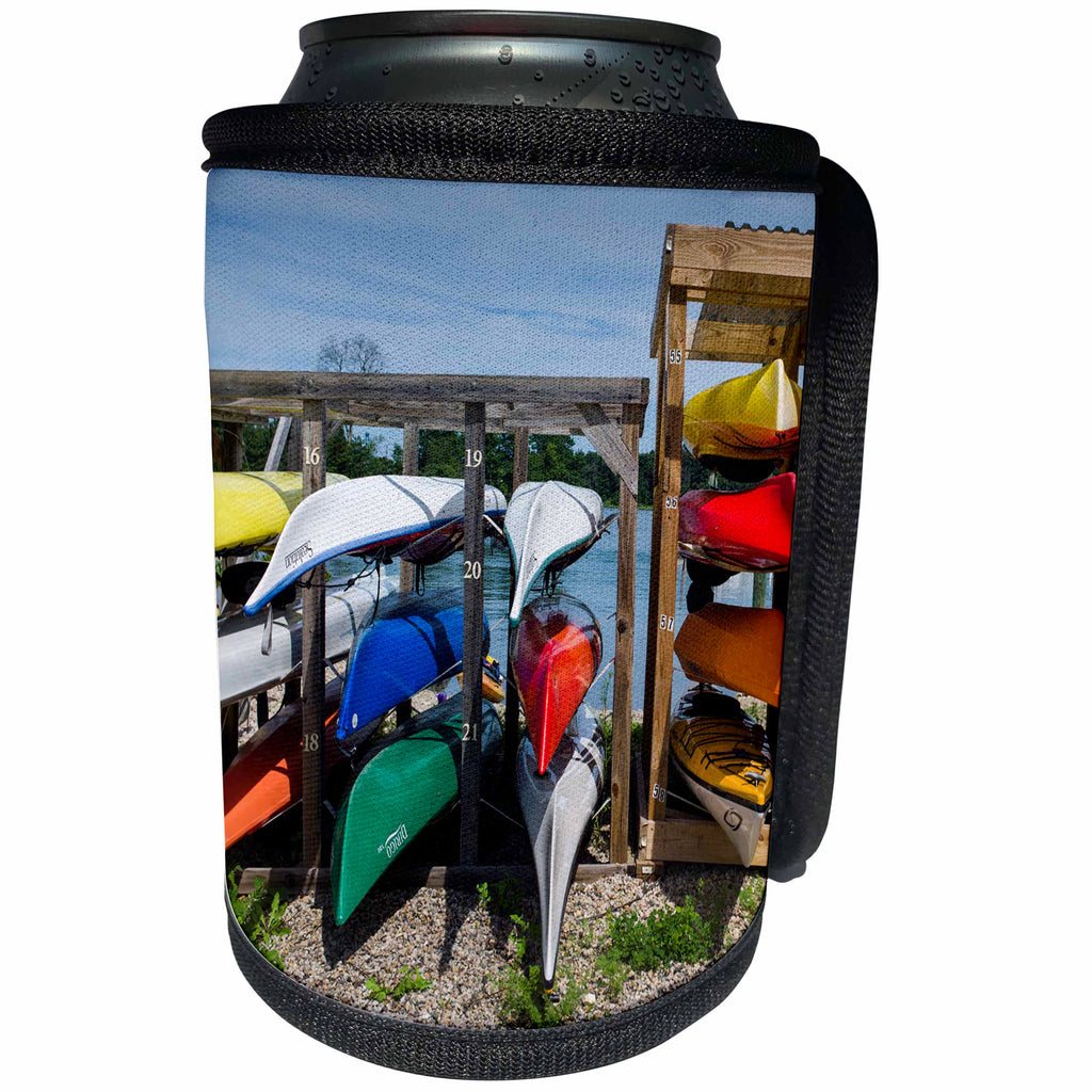 3dRose Danita Delimont - New Hampshire - New Hampshire, Portsmouth, rental canoes, Piscataqua River - Can Cooler Bottle Wrap (cc_251211)