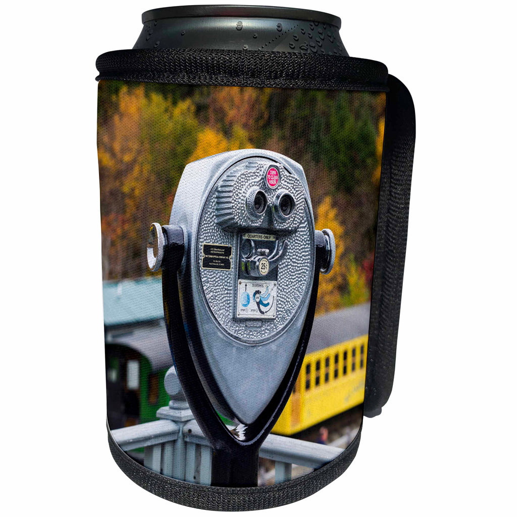 3dRose Danita Delimont - New Hampshire - New Hampshire, Mount Washington Cog Railway, Viewing Binoculars - Can Cooler Bottle Wrap (cc_251217)