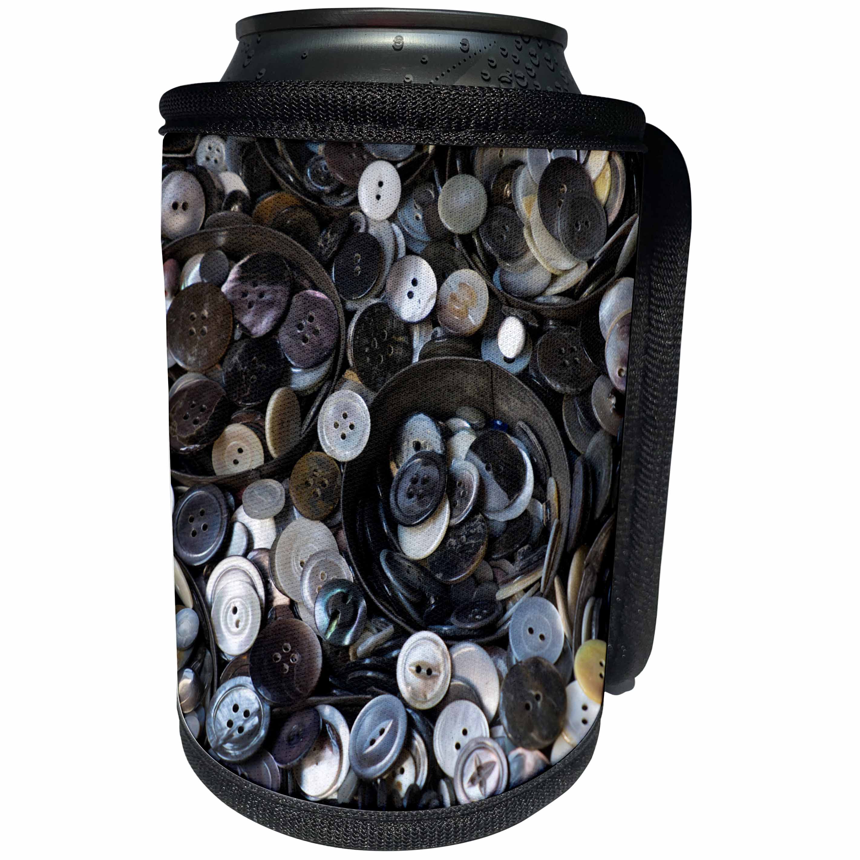 3dRose Danita Delimont - New York City - Pile of old buttons, New York City, New York, USA - Can Cooler Bottle Wrap (cc_251296)