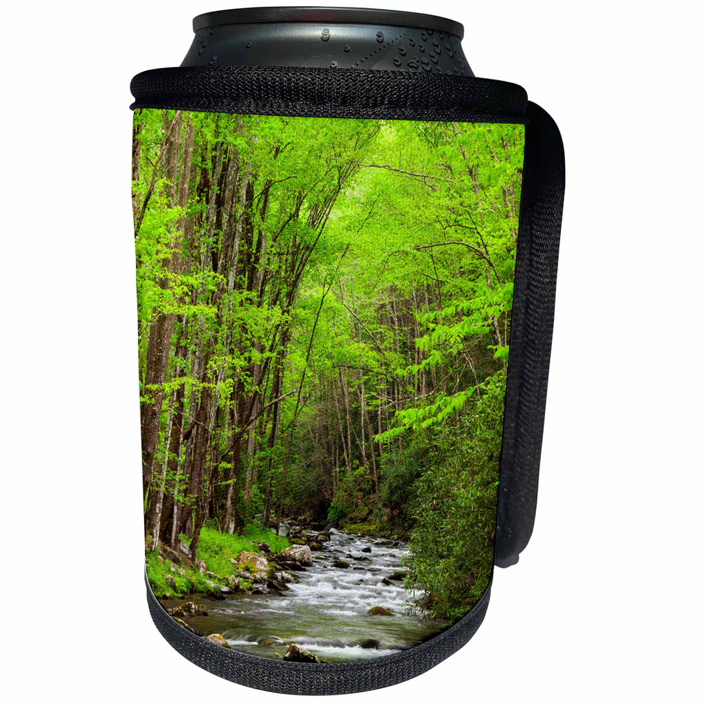 3dRose Danita Delimont - Great Smoky Mountains - North Carolina, Great Smoky Mountains National Park, Straight Fork - Can Cooler Bottle Wrap (cc_251303)