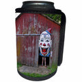 3dRose Danita Delimont - Oregon - Oregon, Oregon City. Person holding clown face in door of red barn. - Can Cooler Bottle Wrap (cc_251325)