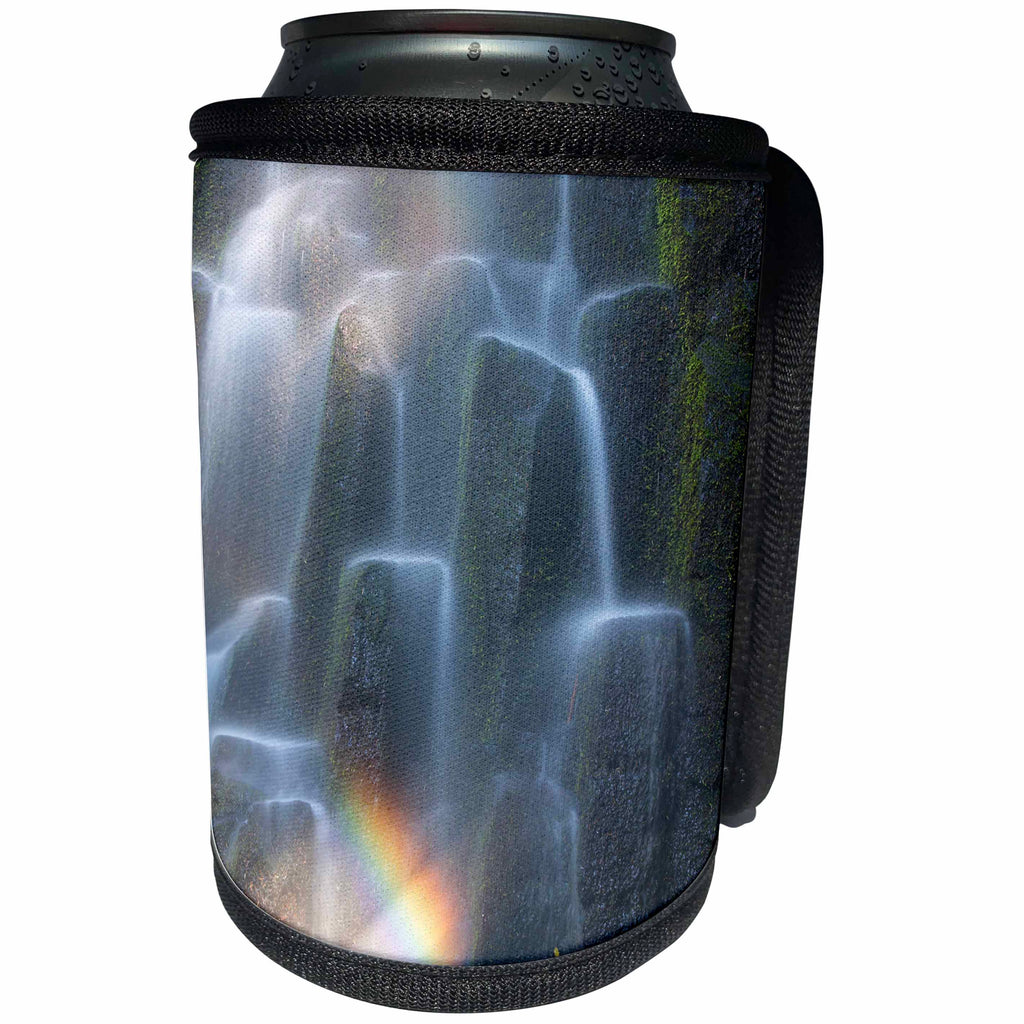 3dRose Danita Delimont - Oregon - Oregon, Proxy Falls. Waterfall rainbow over basalt columns. - Can Cooler Bottle Wrap (cc_251343)