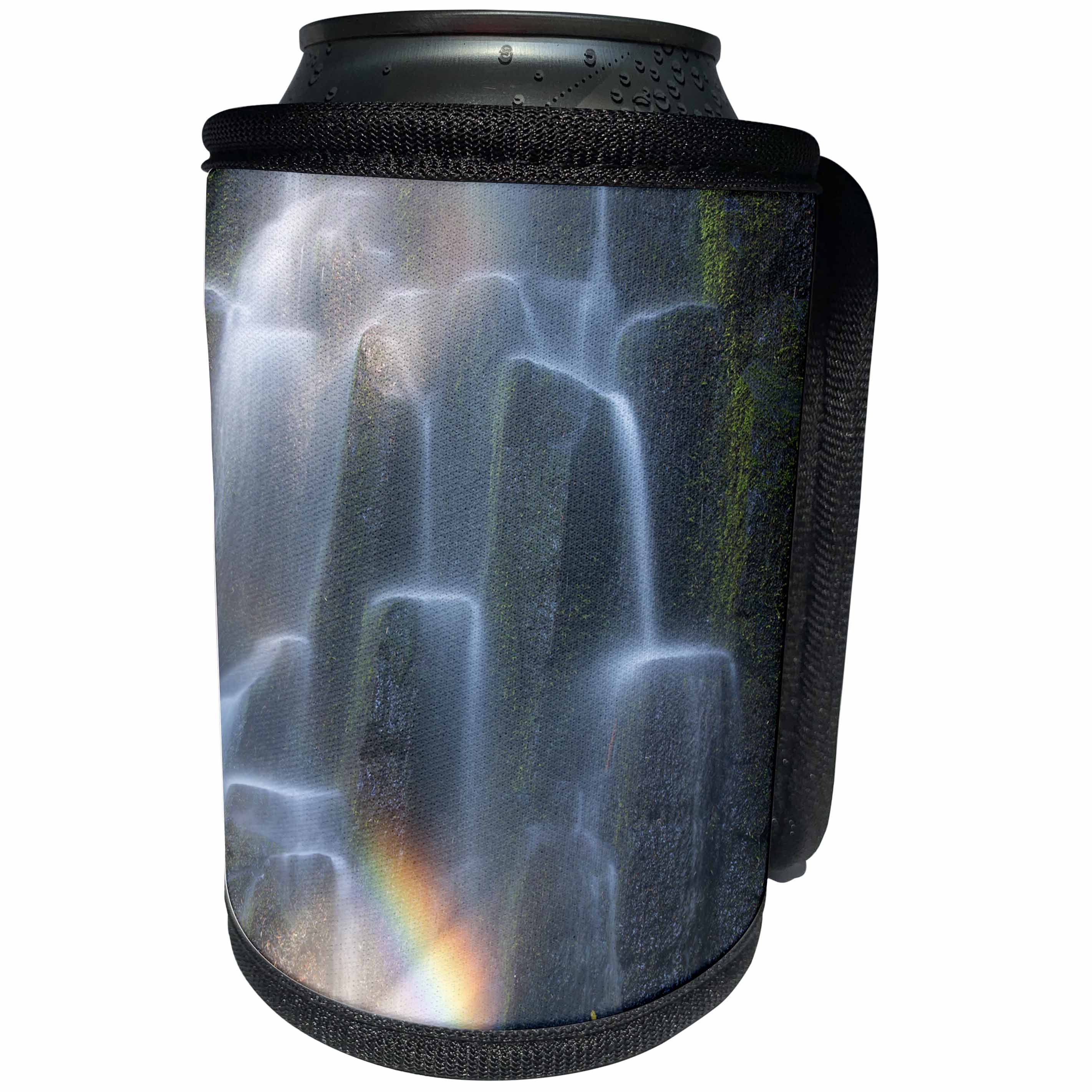 3dRose Danita Delimont - Oregon - Oregon, Proxy Falls. Waterfall rainbow over basalt columns. - Can Cooler Bottle Wrap (cc_251343)