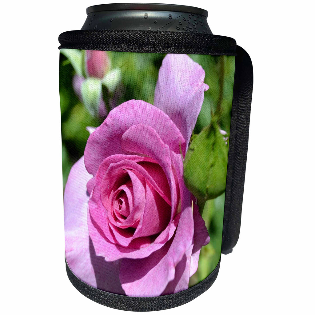 3dRose Patricia Sanders Flowers - Pink Rose III - Can Cooler Bottle Wrap (cc_25136)