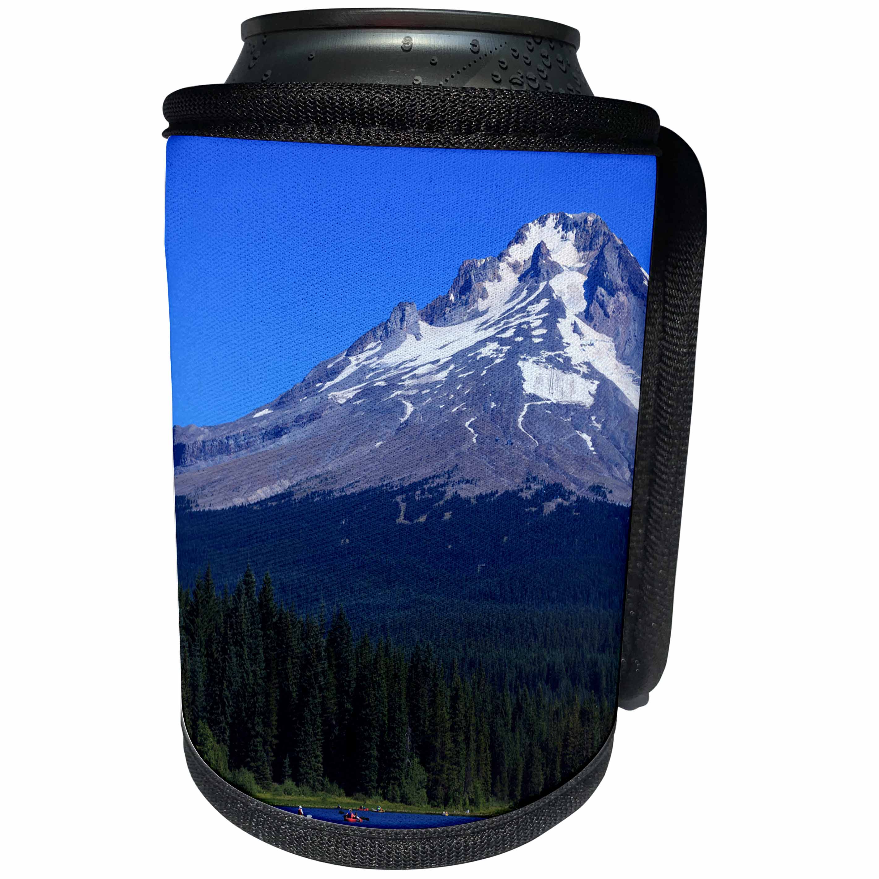 3dRose Danita Delimont - Oregon - Oregon, Trillium Lake, paddlers on lake in front of Mt. Hood. - Can Cooler Bottle Wrap (cc_251374)