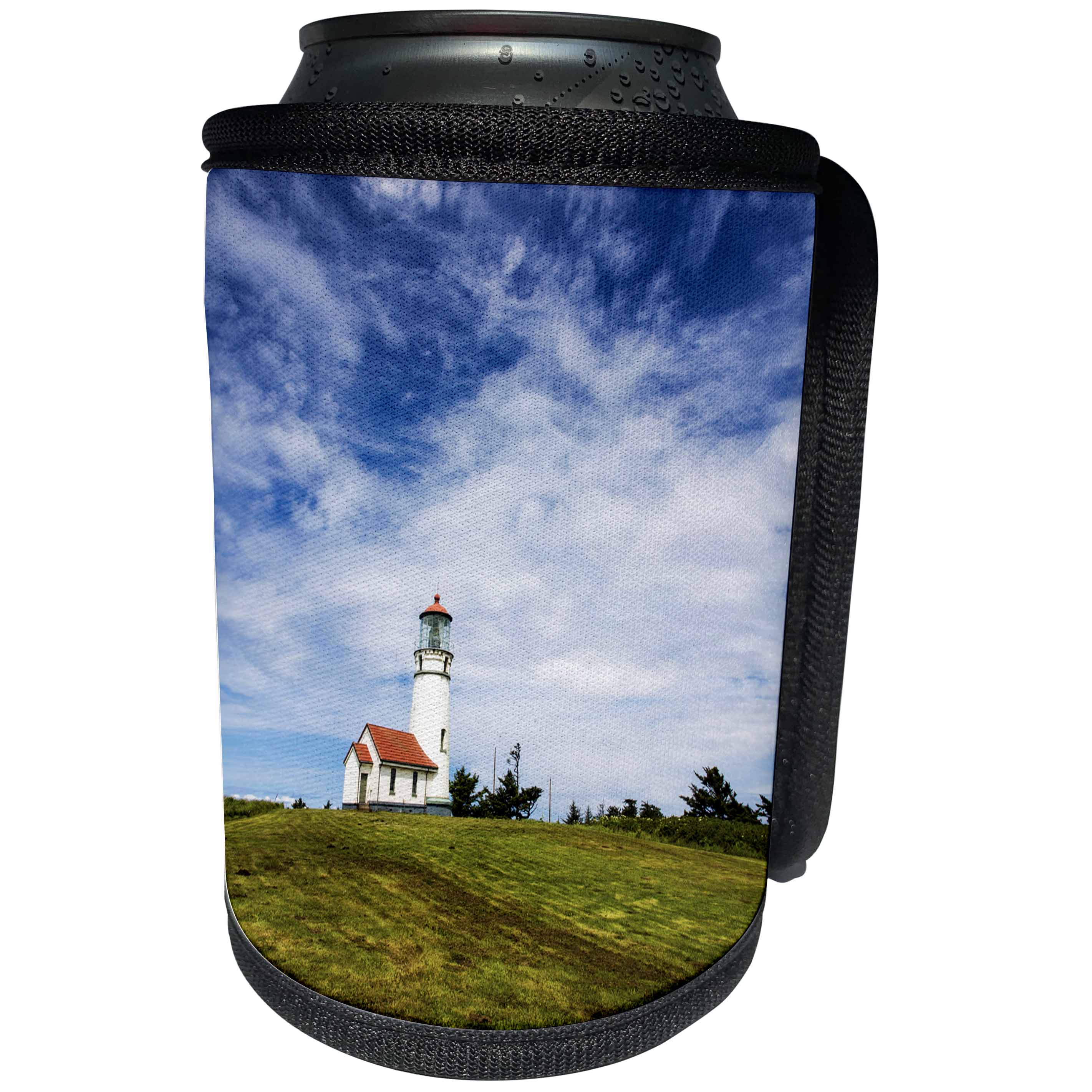 3dRose Danita Delimont - Oregon - Oregon, Cape Blanco Lighthouse on the Oregon coastline with clouds - Can Cooler Bottle Wrap (cc_251377)