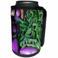 3dRose Danita Delimont - Vegetable - Okra and Eggplant at farmers market, Charleston, South Carolina. - Can Cooler Bottle Wrap (cc_251391)