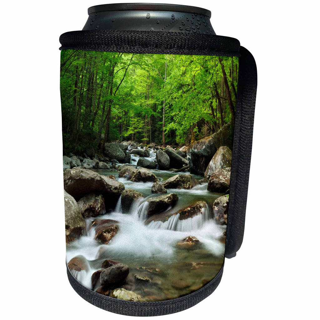 3dRose Danita Delimont - Great Smoky Mountains - Tennessee, Great Smoky Mountains National Park. Little Pigeon River. - Can Cooler Bottle Wrap (cc_251401)