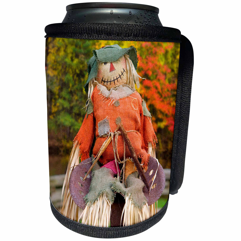 3dRose Danita Delimont - Halloween - Tennessee, Townsend. Halloween scarecrow. - Can Cooler Bottle Wrap (cc_251408)