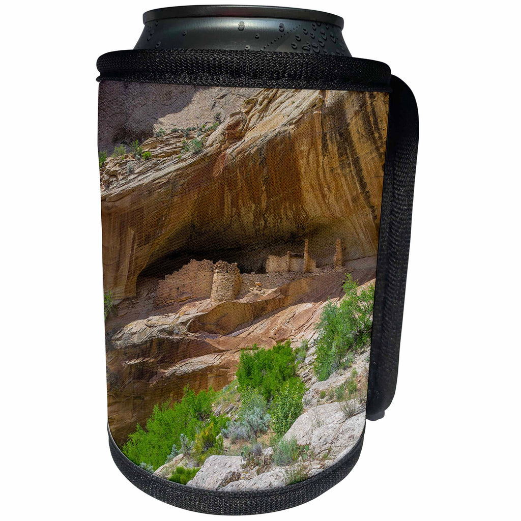 3dRose Danita Delimont - Utah - Utah, Bluff. Monarch Cave Ruin near Butler Wash on Cedar Mesa. - Can Cooler Bottle Wrap (cc_251490)