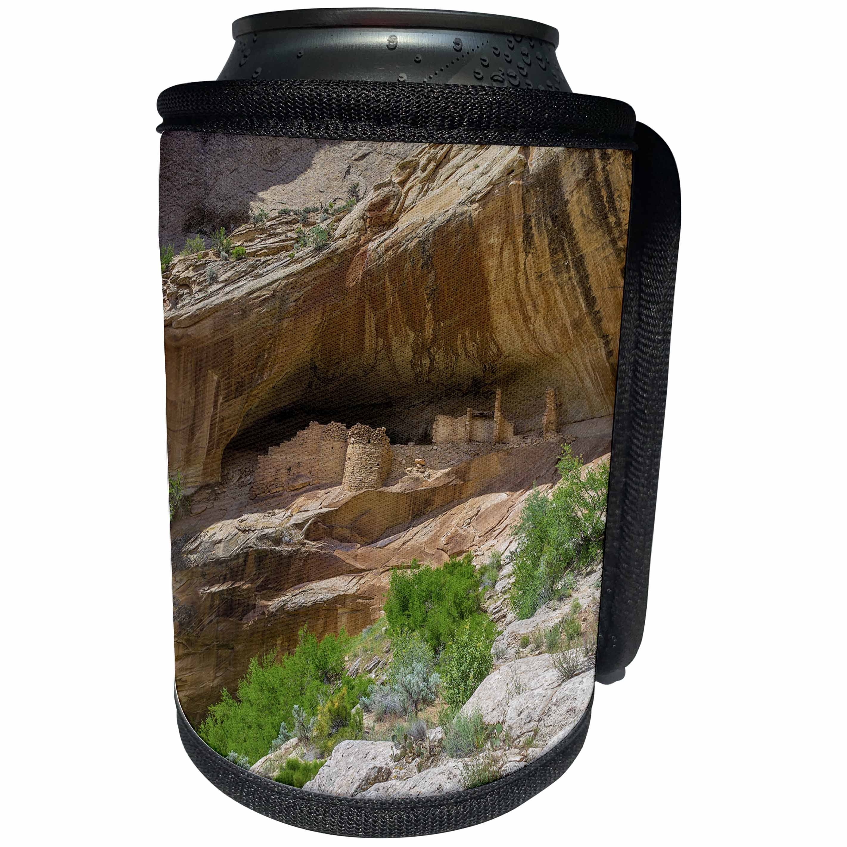 3dRose Danita Delimont - Utah - Utah, Bluff. Monarch Cave Ruin near Butler Wash on Cedar Mesa. - Can Cooler Bottle Wrap (cc_251490)