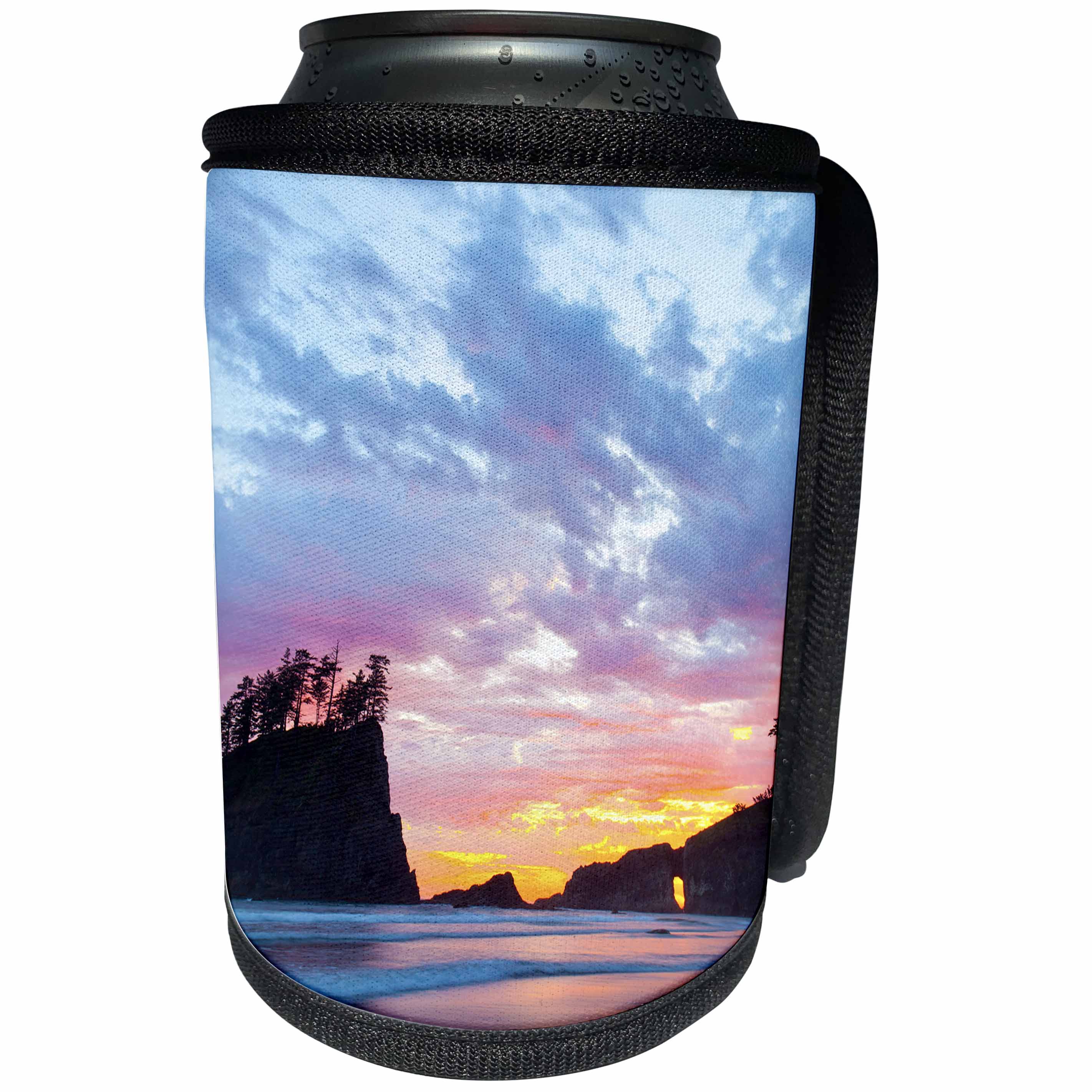 3dRose Danita Delimont - Olympic National Park - Washington, Olympic National Park. Second Beach at sunset. - Can Cooler Bottle Wrap (cc_251512)