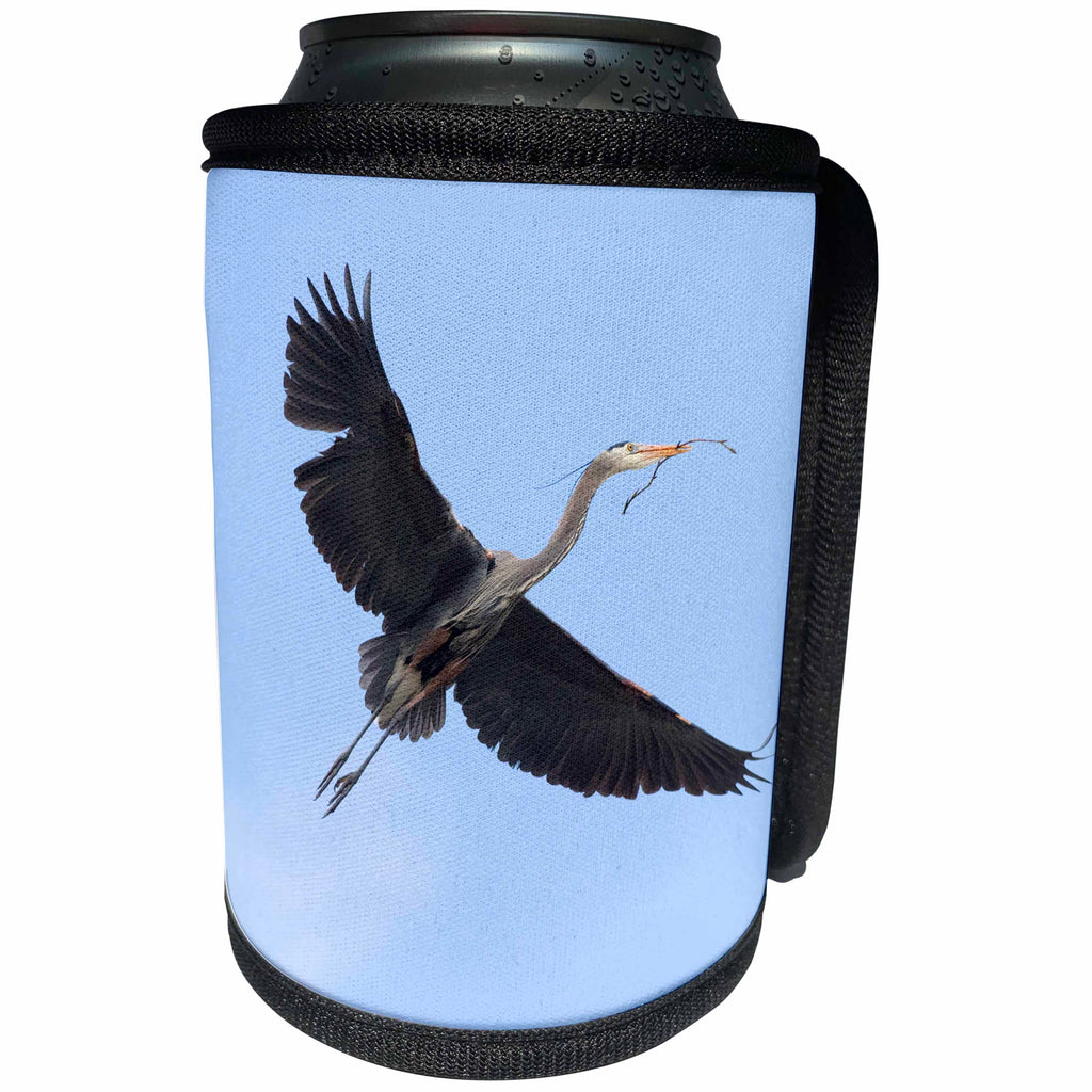 3dRose Danita Delimont - Heron - Washington State, Redmond, Great Blue Heron, Ardea Herodias - Can Cooler Bottle Wrap (cc_251551)
