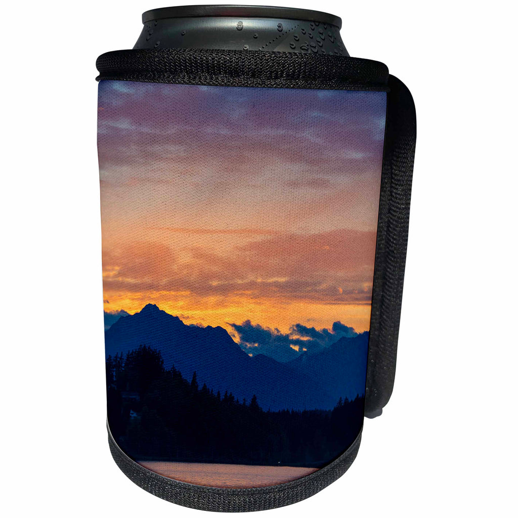 3dRose Danita Delimont - Washington - Washington State, Kitsap County. Dramatic sunset Olympic Mountains - Can Cooler Bottle Wrap (cc_251566)