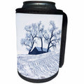 3dRose Danita Delimont - Palouse - Washington State, Palouse, Snow covered barn with old oak tree - Can Cooler Bottle Wrap (cc_251581)