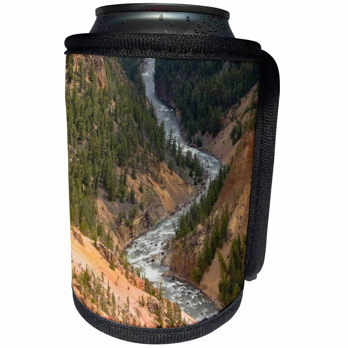 3dRose Danita Delimont - Yellowstone - Inspiration Point, Yellowstone River, Grand Canyon of the Yellowstone - Can Cooler Bottle Wrap (cc_251602)