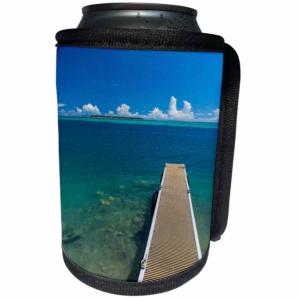 3dRose Danita Delimont - Guam - Pier with Cooks Island in background, Guam, US Territory - Can Cooler Bottle Wrap (cc_251607)