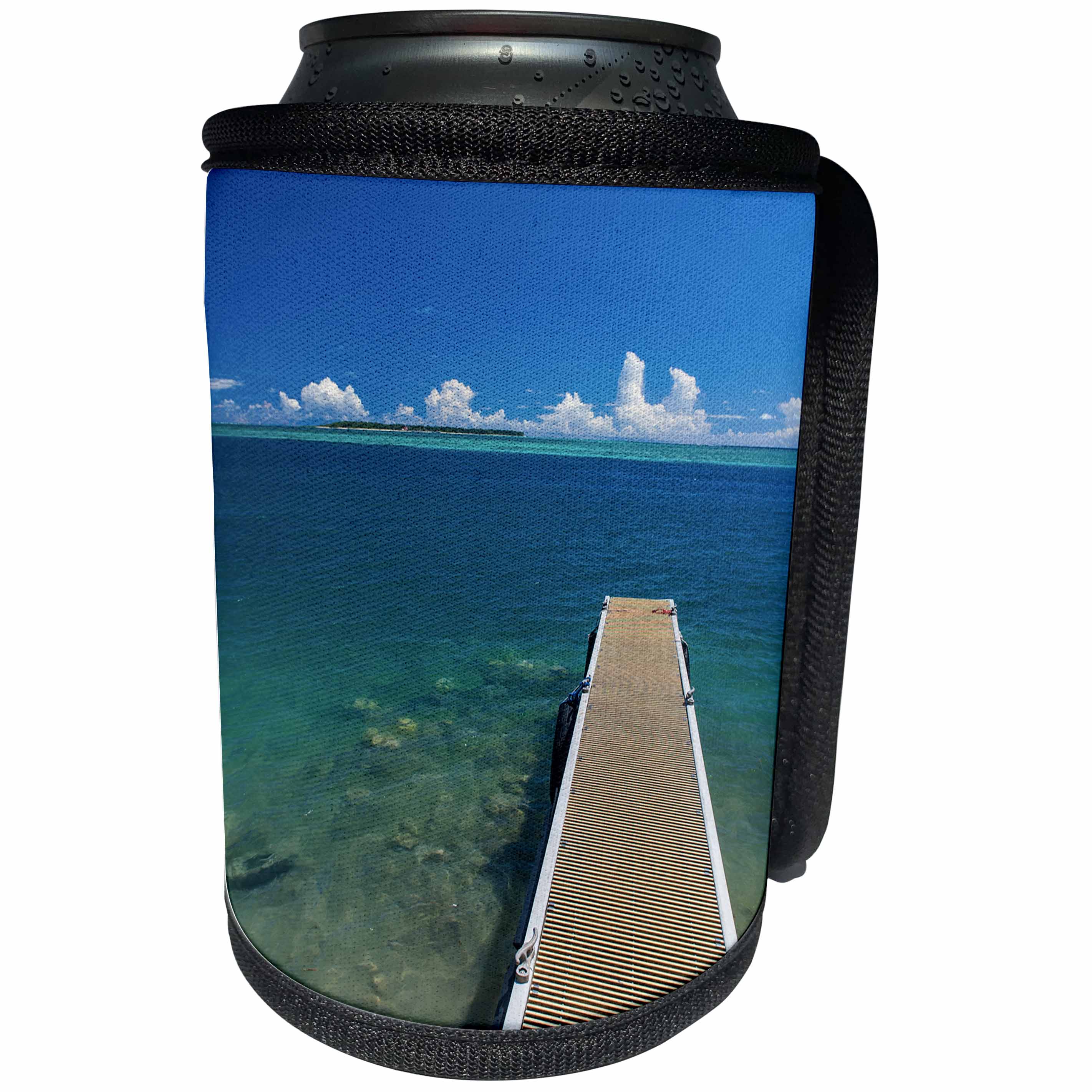 3dRose Danita Delimont - Guam - Pier with Cooks Island in background, Guam, US Territory - Can Cooler Bottle Wrap (cc_251607)