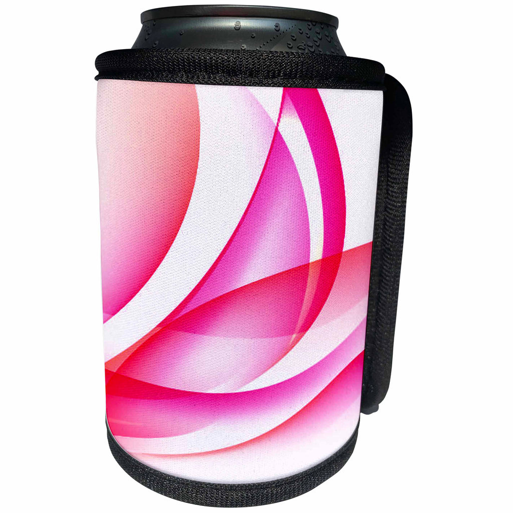 3dRose Anne Marie Baugh - Abstract - Pink and White Swirls Abstract - Can Cooler Bottle Wrap (cc_251721)