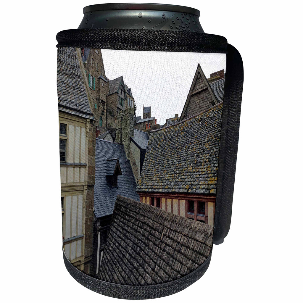 3dRose Anne Marie Baugh - Photography - Roof Tops Of Mount Saint Michels France Photograph - Can Cooler Bottle Wrap (cc_251738)