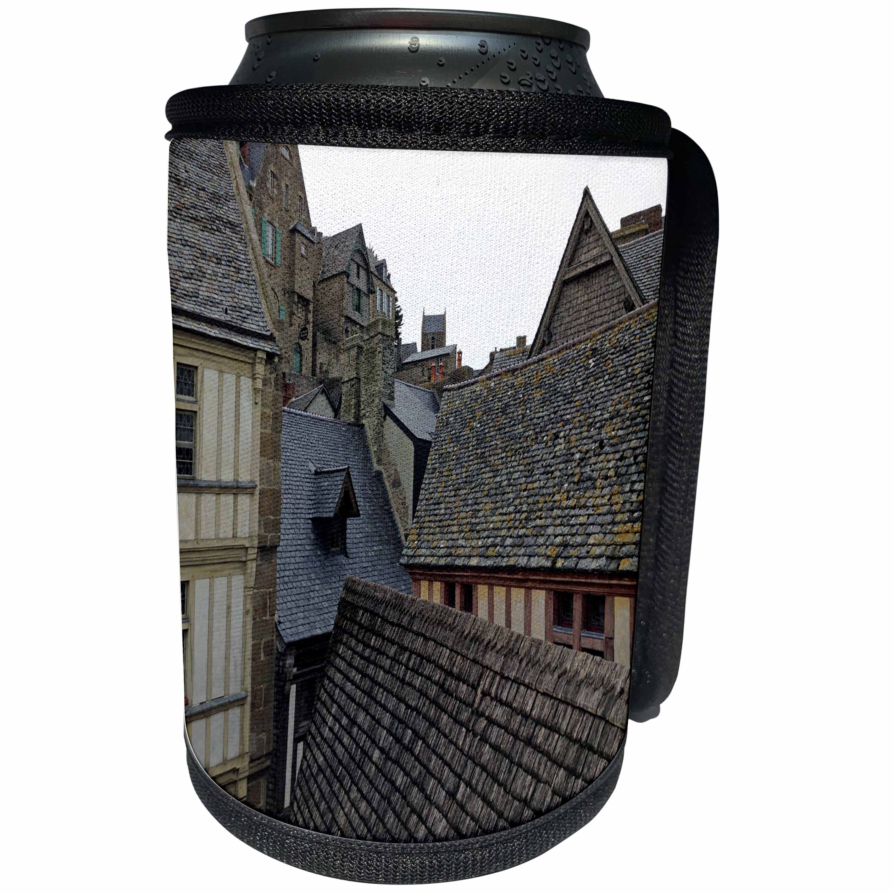 3dRose Anne Marie Baugh - Photography - Roof Tops Of Mount Saint Michels France Photograph - Can Cooler Bottle Wrap (cc_251738)