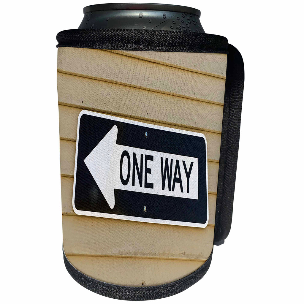 3dRose Anne Marie Baugh - Photography - One Way Sign Photograph - Can Cooler Bottle Wrap (cc_251746)