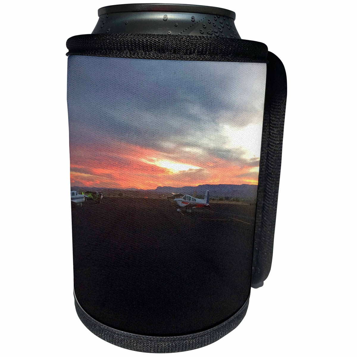 3dRose Anne Marie Baugh - Photography - Airplanes Against A Sunset Photograph - Can Cooler Bottle Wrap (cc_251749)