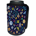 3dRose Carsten Reisinger - Illustrations - Cartoon Space Explorer Birthday Kids Theme Spaceship Astronaut - Can Cooler Bottle Wrap (cc_251750)