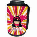 3dRose Doreen Erhardt Kids Collection - Pink and Yellow Superhero Girl is a Super Kid with Mask and Cape - Can Cooler Bottle Wrap (cc_251758)