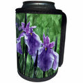 3dRose Doreen Erhardt Floral - Rich Purple and Lavender Pair of Watercolor Iris in a Garden Setting - Can Cooler Bottle Wrap (cc_251767)