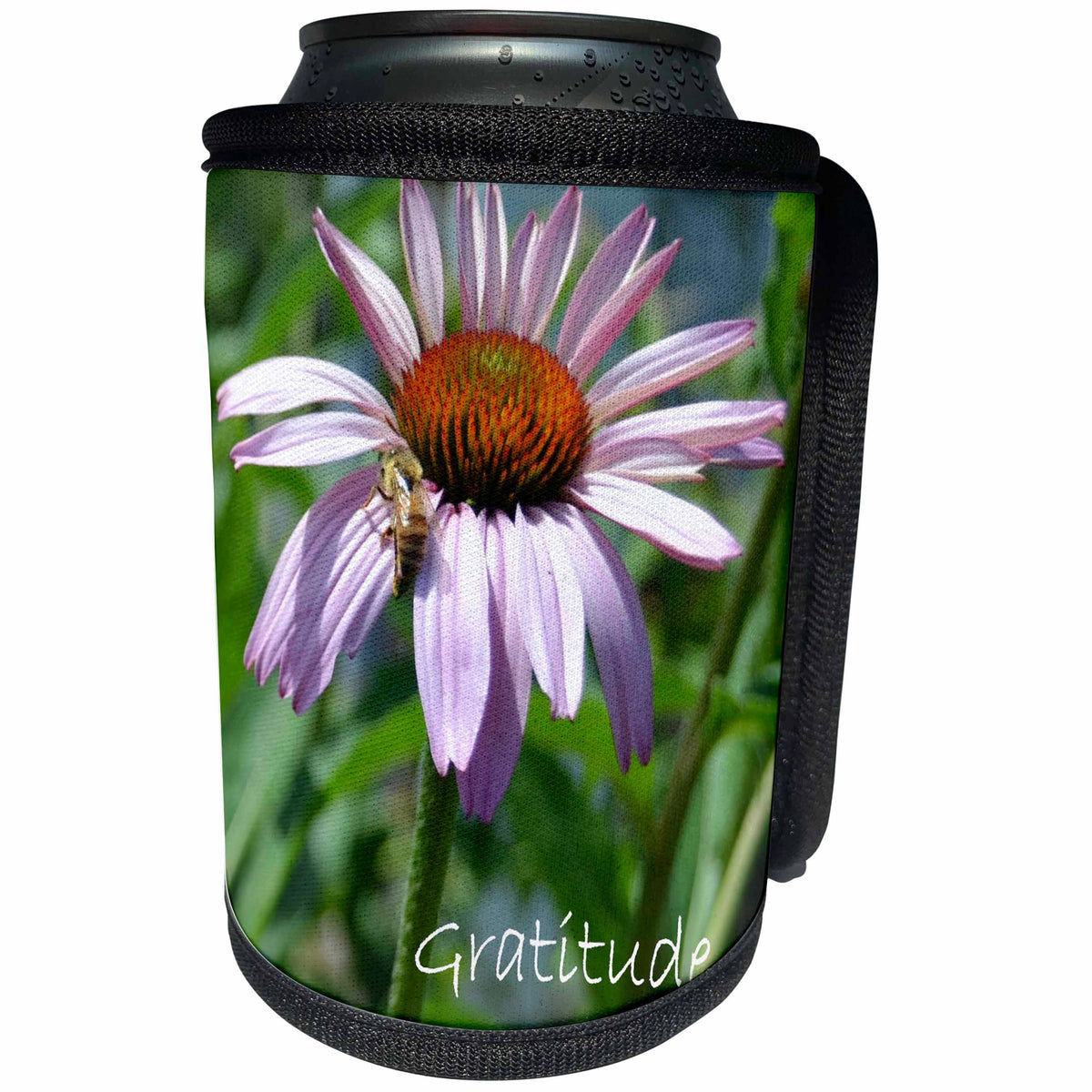 3dRose Patricia Sanders Flowers - Inspirational Gratitude - Can Cooler Bottle Wrap (cc_25180)