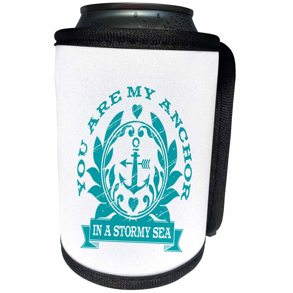 3dRose Russ Billington Nautical Designs - You Are My Anchor- Nautical Theme with Anchor in Blue - Can Cooler Bottle Wrap (cc_251803)