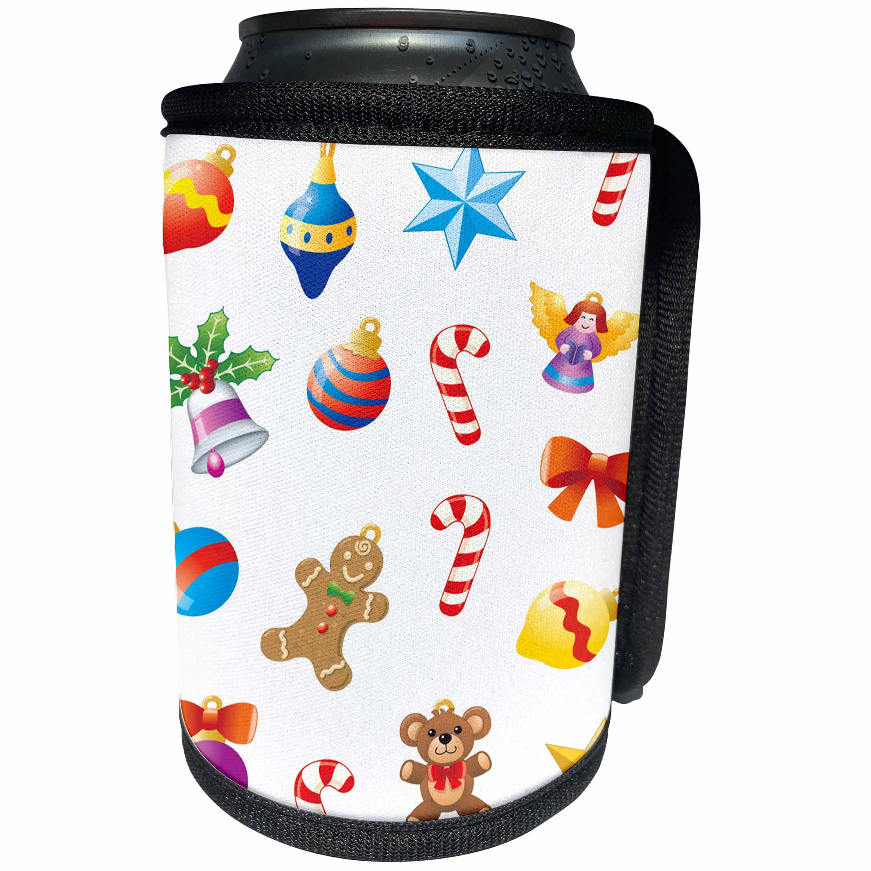 3dRose Russ Billington Christmas Designs - Colorful Kids Christmas Wrap Design - Can Cooler Bottle Wrap (cc_251804)