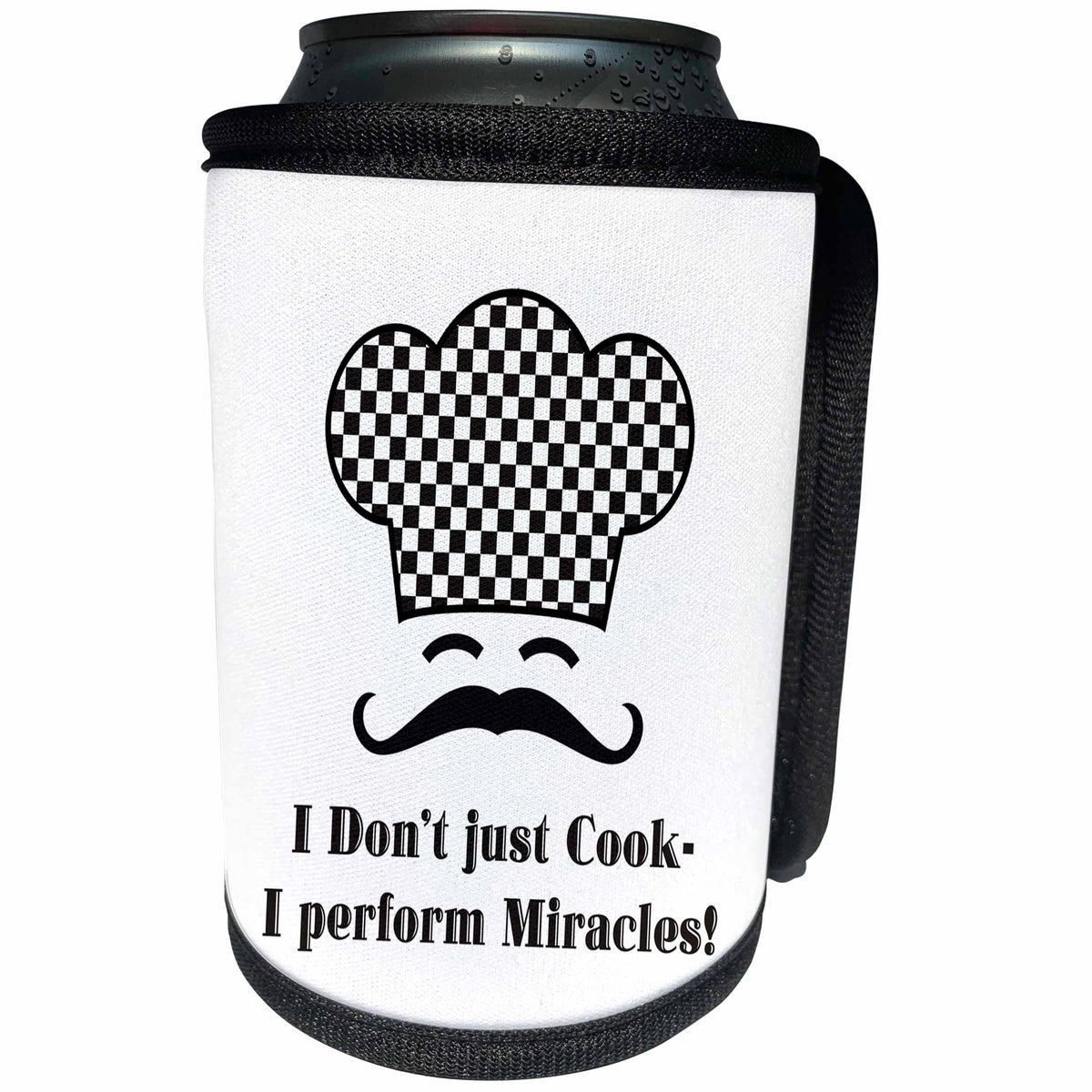 3dRose Russ Billington Designs - Funny Chef Cooking Design in Black and White - Can Cooler Bottle Wrap (cc_251806)
