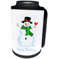 3dRose Russ Billington Christmas Designs - Merry Christmas- Cute Christmas Snowman with Cardinal on arm - Can Cooler Bottle Wrap (cc_251810)