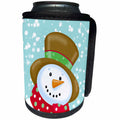 3dRose Russ Billington Christmas Designs - Adorable Snowman in Snow Scene Illustration - Can Cooler Bottle Wrap (cc_251813)