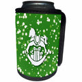 3dRose Russ Billington White Christmas Designs - White Christmas Design- Kids Rocking Horse in Green and White - Can Cooler Bottle Wrap (cc_251834)