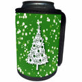 3dRose Russ Billington White Christmas Designs - White Christmas Design- Christmas Tree with Star - Can Cooler Bottle Wrap (cc_251839)