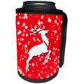 3dRose Russ Billington White Christmas Designs - White Christmas Design- Leaping Reindeer in Red and White - Can Cooler Bottle Wrap (cc_251843)