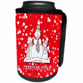 3dRose Russ Billington White Christmas Designs - White Christmas Design- Adorable Snowman Family in Red and White - Can Cooler Bottle Wrap (cc_251851)