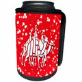 3dRose Russ Billington White Christmas Designs - White Christmas Design- Red and White Three Wise Men on Camels - Can Cooler Bottle Wrap (cc_251853)