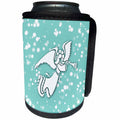 3dRose Russ Billington White Christmas Designs - White Christmas Design- Blue and White Angel with trumpet - Can Cooler Bottle Wrap (cc_251857)