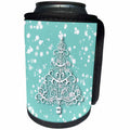 3dRose Russ Billington White Christmas Designs - White Christmas Design- Blue and White Swirly Christmas Tree - Can Cooler Bottle Wrap (cc_251872)