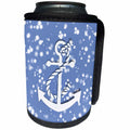 3dRose Russ Billington Nautical Designs - Nautical Anchor Design on bubbly blue background - Can Cooler Bottle Wrap (cc_251875)