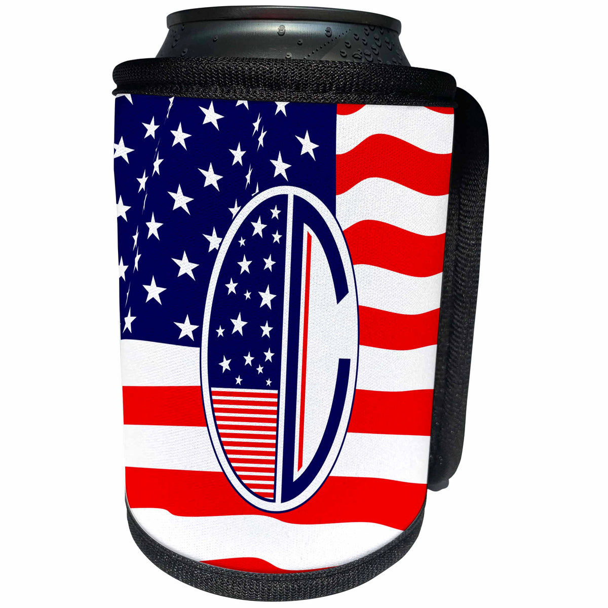 3dRose Russ Billington Monograms- American Art Deco - Patriotic Art Deco Monograms- Initial Letter C - Can Cooler Bottle Wrap (cc_251879)