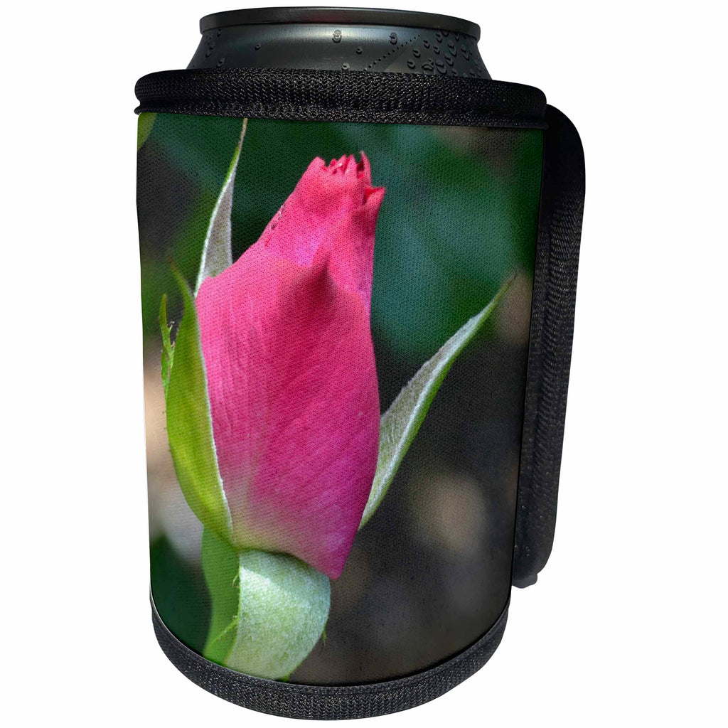 3dRose Patricia Sanders Flowers - Romantic Rose Bud - Can Cooler Bottle Wrap (cc_25189)