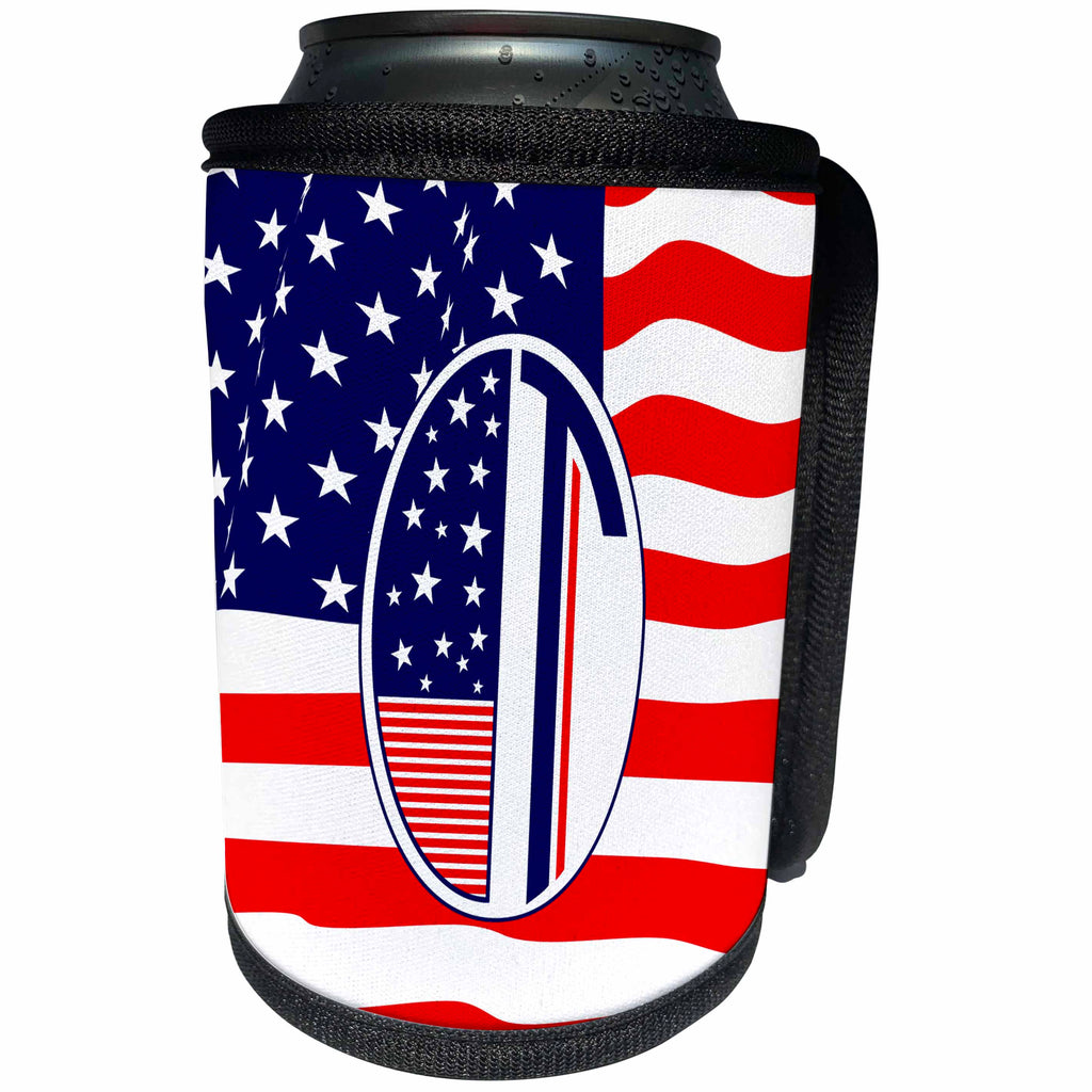 3dRose Russ Billington Monograms- American Art Deco - Patriotic Art Deco Monograms- Initial Letter T - Can Cooler Bottle Wrap (cc_251896)