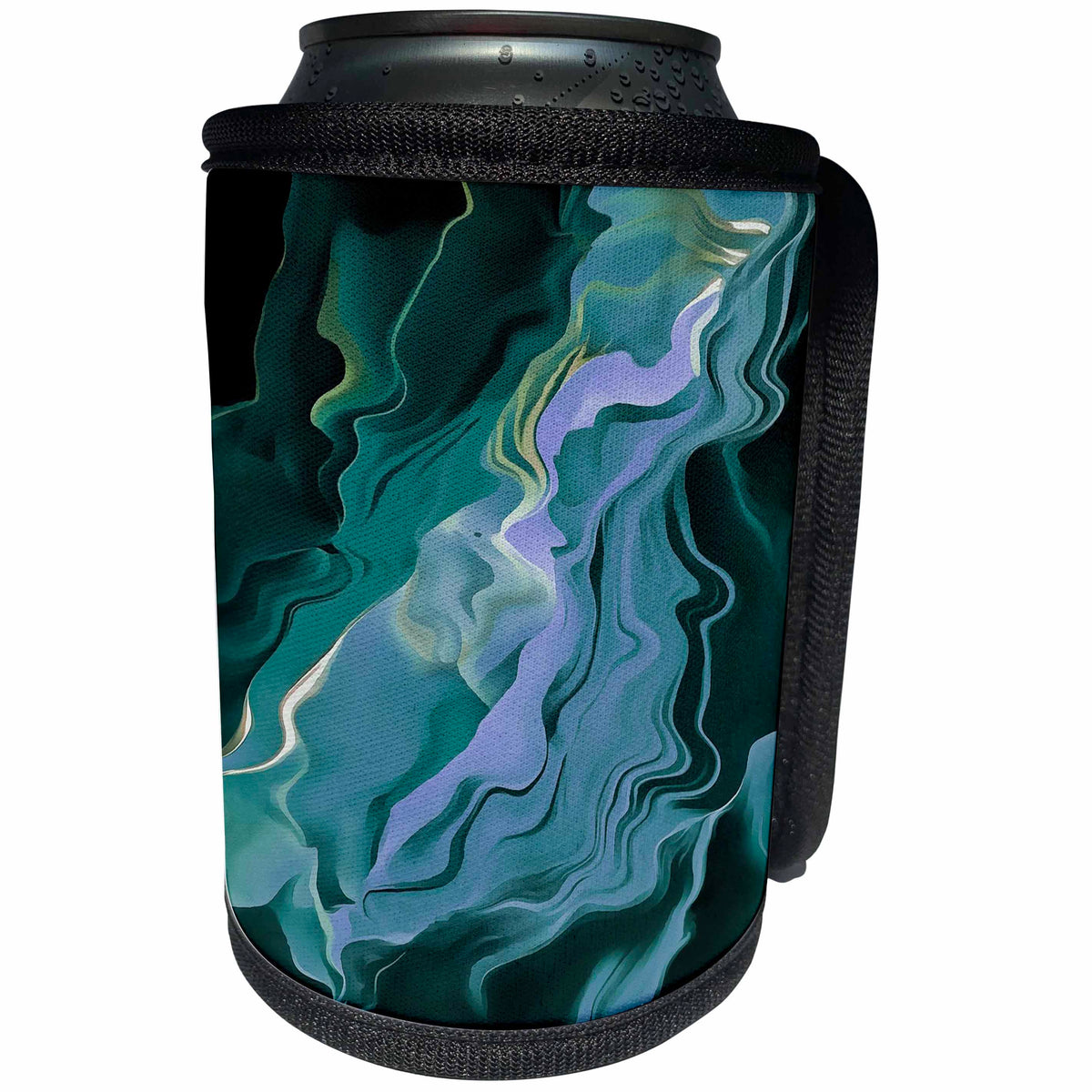 3dRose Taiche - Acrylic Painting - Abstract - Teal Turbulence - Can Cooler Bottle Wrap (cc_251990)