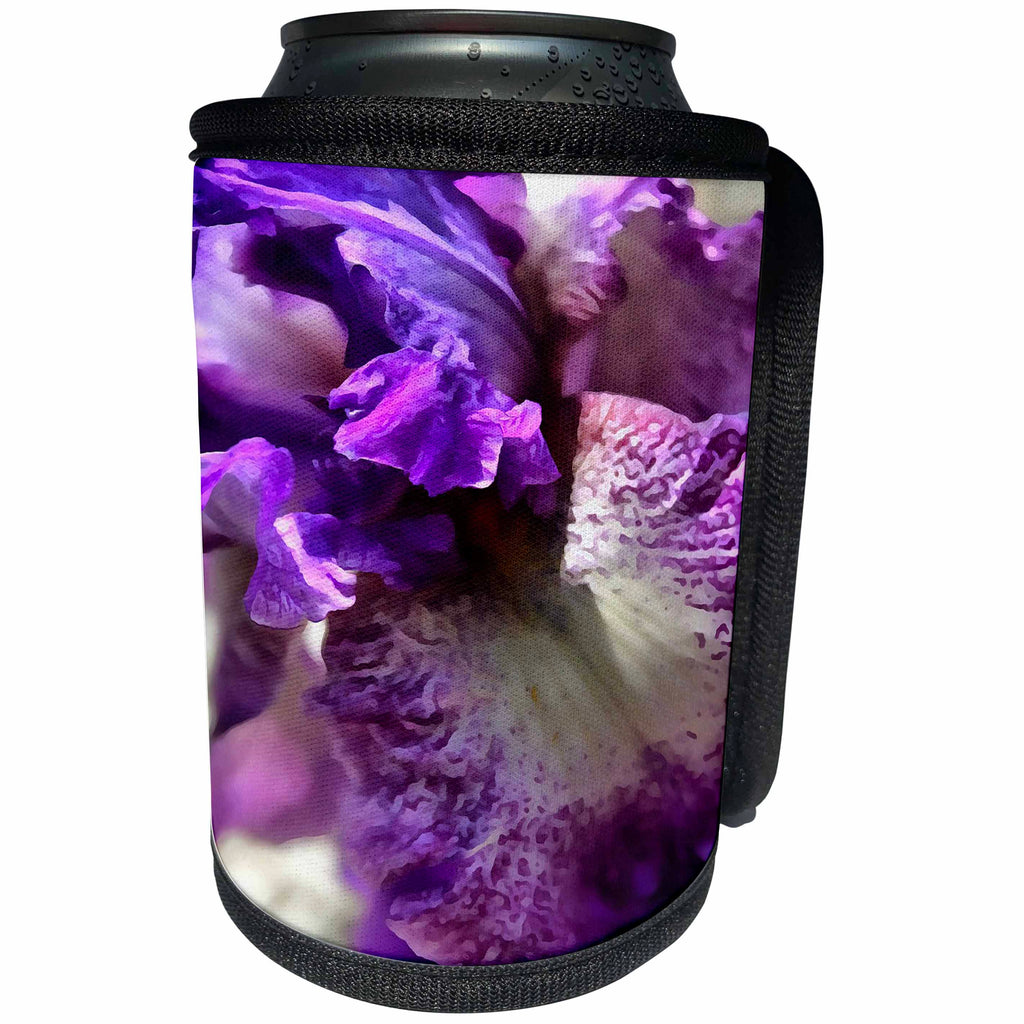 3dRose Taiche - Acrylic Painting - Irises - Purple, Violet and Mauve Iris Abstract - Can Cooler Bottle Wrap (cc_251999)