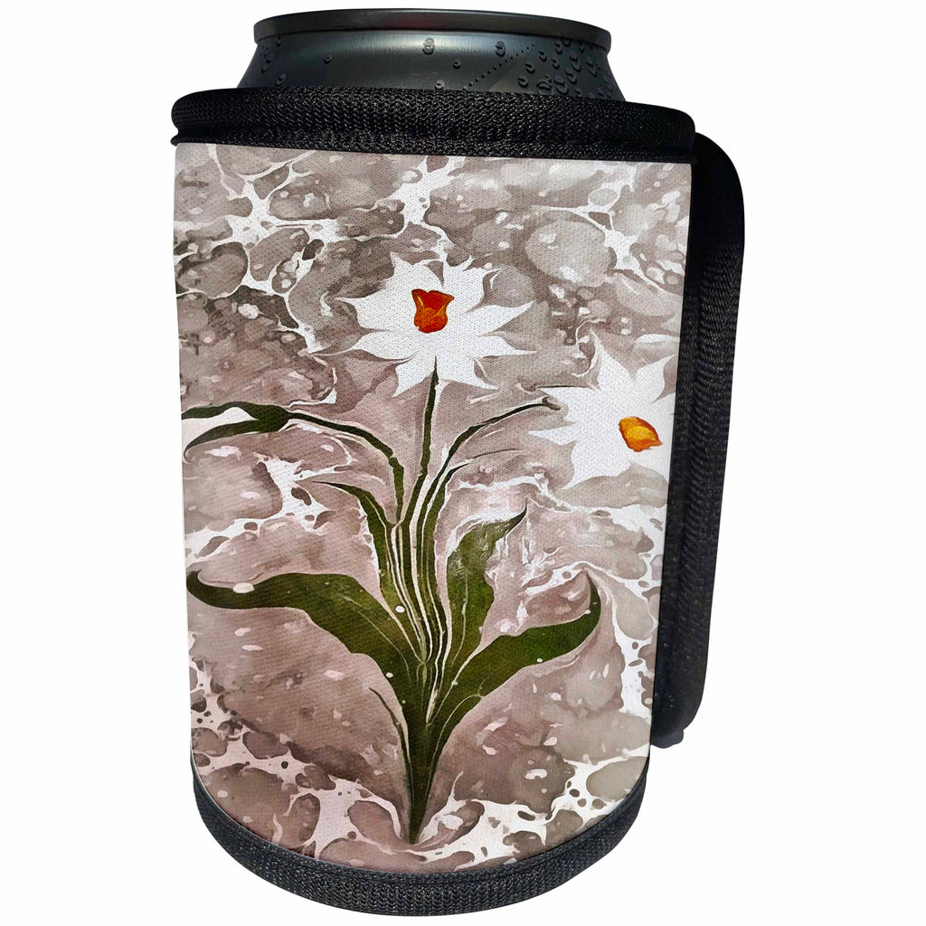3dRose Taiche - Acrylic Painting - Narcissus - Narcissus On Marble - Can Cooler Bottle Wrap (cc_252000)